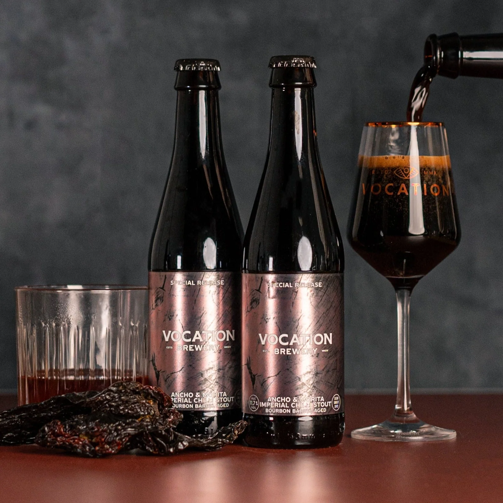 Ancho & Morita Chilli Imperial Stout - Bourbon Barrel Aged | 11.7% 330ml Bottle