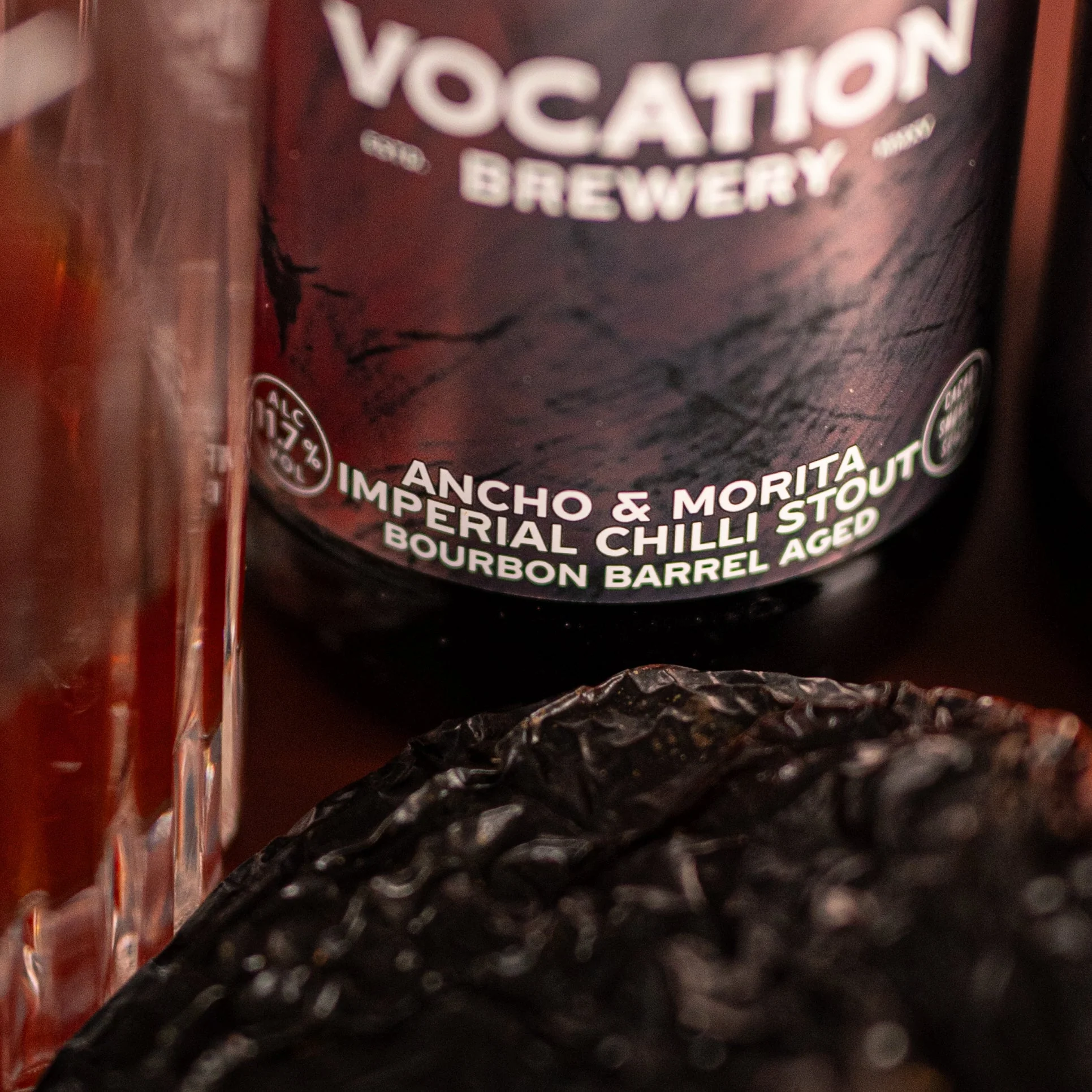 Ancho & Morita Chilli Imperial Stout - Bourbon Barrel Aged | 11.7% 330ml Bottle - Image 2